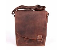 Střední/velká hnědá kožená crossbody taška GreenWood no. 836 na formát A4 hnědá, kůže