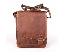 Střední/velká světlehnědá kožená crossbody taška GreenWood no. 836 na formát A4 světlehnědá, kůže