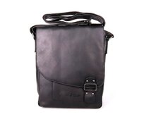 Střední/velká černá kožená crossbody taška GreenWood no. 836 na formát A4 černá, kůže