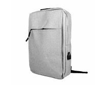 Šedý batoh Minissimi na notebook, formát A4, USB, kabinové zavazadlo světlešedá, polyester, koženka