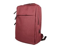 Červený batoh Minissimi na notebook, formát A4, USB, kabinové zavazadlo červená, polyester, koženka