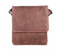 Středně velká hnědá kožená crossbody taška GreenWood no. 112 hnědá, kůže