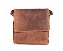 Středně velká světlehnědá kožená crossbody taška GreenWood no. 112 světlehnědá, kůže