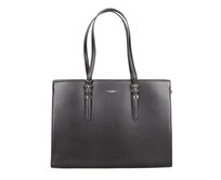 Černá velká elegantní kabelka na rameno FLORA&CO F6908 na formát A4 černá, syntetická kůže