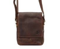 Středně velká tmavěhnědá kožená crossbody taška Nordee 1402 hnědá, kůže