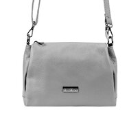 Malá/střední tříoddílová kožená šedá crossbody kabelka Mia More no. 002 šedá, kůže