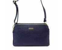 Tříoddílová malá kožená tmavěmodrá crossbody kabelka Mia More no. 046 tmavěmodrá, kůže