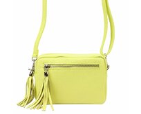Malá světležlutá kožená crossbody kabelka Vera Pelle no. 76 světležlutá, kůže