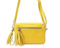 Malá žlutá kožená crossbody kabelka Vera Pelle no. 76 žlutá, kůže