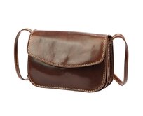 Malá lovecká tmavěhnědá kožená crossbody kabelka Florence no. 11 tmavěhnědá, kůže