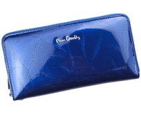 Lesklá celozipová kožená modrá peněženka Pierre Cardin LEAF 119 modrá, kůže