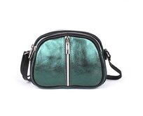 Tříoddílová kožená zelená crossbody kabelka Vera Pelle no. 351 zelená, kůže