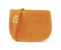 Hořčicová středně velká kožená crossbody kabelka no. 49 žlutá, kůže