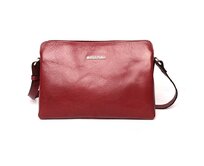 Luxusní tmavěčervená dámská kožená crossbody kabelka Marta Ponti no. 205 červená, kůže