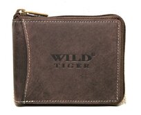 Tmavěhnědá pánská kožená peněženka Wild Tiger podélná hnědá, kůže
