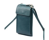 Malá kožená tyrkysová crossbody kabelka (pouzdro na mobil a peněženka) Gregorio 07 tyrkysová, kůže