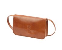 Světlehnědá pevná malá kožená crossbody kabelka Florence 107 světlehnědá, kůže