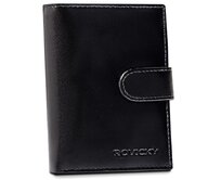 Černá kožená peněženka Rovicky 10L s upínkou + RFID černá, kůže