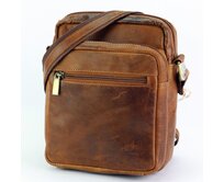 Dvouoddílová středně velká pánská kožená hnědá crossbody taška Nordee 03 hnědá, kůže