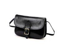 Černá pevná kožená crossbody kabelka Florence 05 černá, kůže