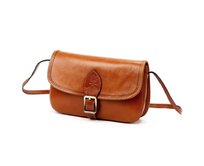 Hnědá pevná kožená crossbody kabelka Florence 05 hnědá, kůže