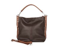 Kožená tmavěhnědo-světlehnědá kabelka na rameno i crossbody 7733 tmavěhnědá, kůže