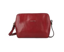 Dvouoddílová luxusní tmavěčervená dámská kožená crossbody kabelka Marta Ponti A19 tmavěčervená, kůže