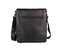 Velká černá kožená crossbody taška GreenWood no. 584 na formát A4 černá, kůže