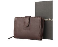 Luxusní tříoddílová kožená peněženka Gianni Conti no. 086 tmavěhnědá tmavěhnědá, kůže