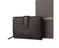 Luxusní tříoddílová kožená peněženka Gianni Conti no. 086 černá černá, kůže