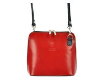 Červená malá kožená crossbody kabelka no. 55 s černými doplňky červená, kůže
