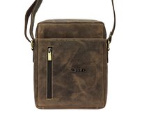 Středně velká tmavěhnědá kožená crossbody taška Always Wild 6-MH hnědá, kůže