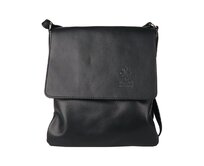 Černá středně velká kožená crossbody kabelka no. 47 černá, kůže