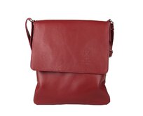 Tmavěčervená středně velká kožená crossbody kabelka no. 47 tmavěčervená, kůže