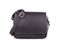 Černá pevná kožená crossbody kabelka HGL no. 963 černá, kůže
