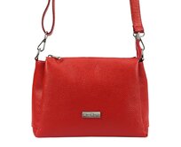 Malá/střední tříoddílová kožená červená crossbody kabelka Mia More no. 002 červená, kůže