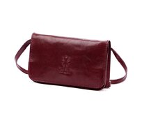 Tmavěvínová pevná malá kožená crossbody kabelka Florence 107 tmavěvínová, kůže