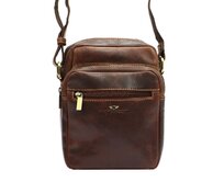 Dvouoddílová středně velká pánská kožená hnědá crossbody taška Peterson TB11 hnědá, kůže