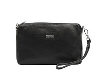 Malá tříoddílová kožená černá crossbody kabelka Mia More no. 42 černá, kůže