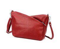 Střední tříoddílová kožená červená crossbody kabelka Luka no. 51 červená, kůže