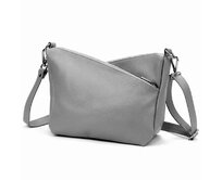Střední tříoddílová kožená šedá crossbody kabelka Luka no. 51 šedá, kůže