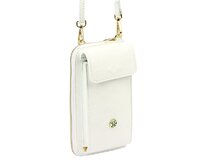 Malá kožená bílá crossbody kabelka (pouzdro na mobil a peněženka) Gregorio 07 - gold bílá, kůže