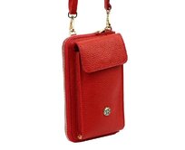 Malá kožená červená crossbody kabelka (pouzdro na mobil a peněženka) Gregorio 07 - gold červená, kůže