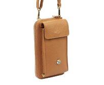 Malá kožená hnědá crossbody kabelka (pouzdro na mobil a peněženka) Gregorio 07 - gold hnědá, kůže