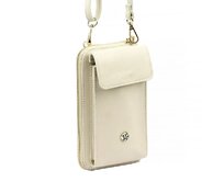 Malá kožená béžová crossbody kabelka (pouzdro na mobil a peněženka) Gregorio 07 - gold béžová, kůže