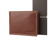 Luxusní hnědá hladká kožená peněženka Gianni Conti no. 020 hnědá, kůže