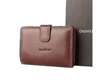Luxusní tříoddílová kožená peněženka Gianni Conti no. 086 hnědá hnědá, kůže