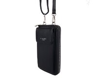 Malá černá crossbody kabelka (pouzdro na mobil a peněženka) Flora no. 60 černá, koženka, polyuretan