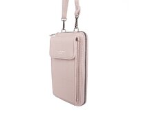 Malá růžová crossbody kabelka (pouzdro na mobil a peněženka) Flora no. 60 růžová, koženka, polyuretan