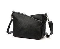 Střední tříoddílová kožená černá crossbody kabelka Luka no. 51 černá, kůže